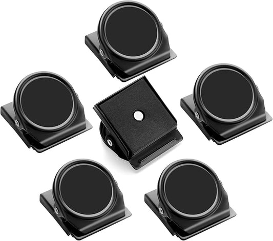 Grtard 6 Pack Magnetic Clip 1.8Inch, Black Refrigerator Clip Magnets, Clip with Magnet, Heavy Duty Refrigerator Magnets, Magnet Clips for Whiteboard, Fridge, Note List, Photo Displays, Locker