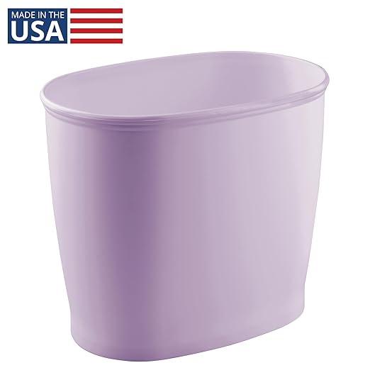 iDesign Slim Plastic Bathroom Trash Can, Small Garbage Bin for Bedroom, Office, Desk, Dorm, Purple
