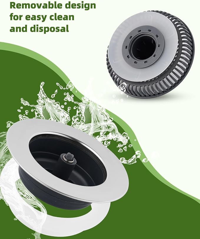 Universal 3-in-1 Kitchen Sink Strainer Stopper Pop Up Sink Drainer with Upgrade Folded Handle, for US Standard 3-1/2 inch Drain Filter, Chrome Stainless-wrapped Shell, Anti-clog