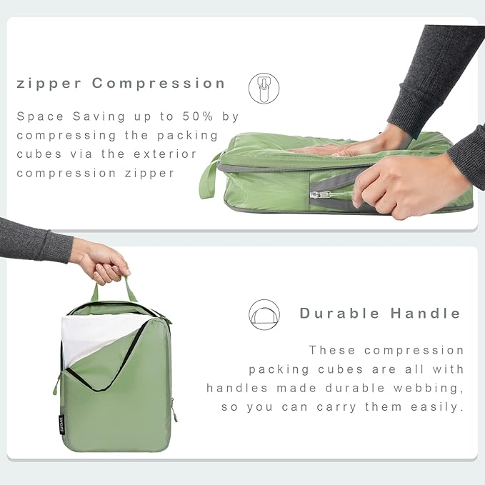 BAGAIL 6-Piece Ultralight Compression Packing Cubes Packing Organizer for Travel Accessories Luggage Suitcase Backpack