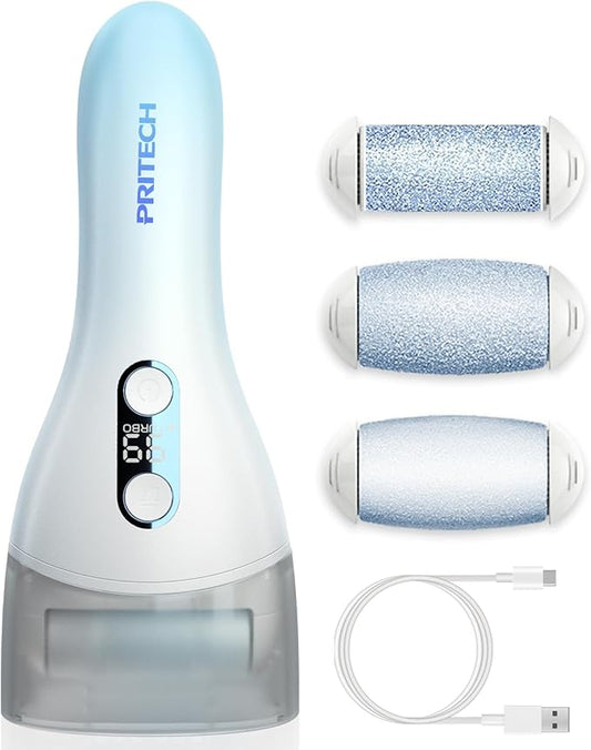 Electric Callus Remover for feet,Rechargeable Foot File Electronic Pedicure Tools Kit for Calloused Removal, Waterproof Electric Foot Scrubber Duty Feet Care for Heels Dead Skin,Blue