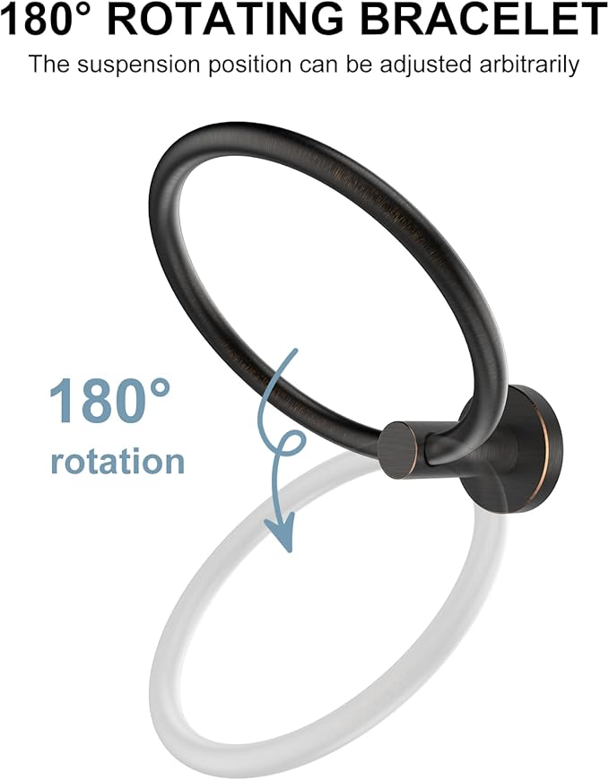 SetSail Towel Holder for Bathroom Wall Screw-in Towel Ring Stainless Steel Hand Towel Holder Heavy Duty Towel Hanger for Bathrooms Oil Rubbed Bronze