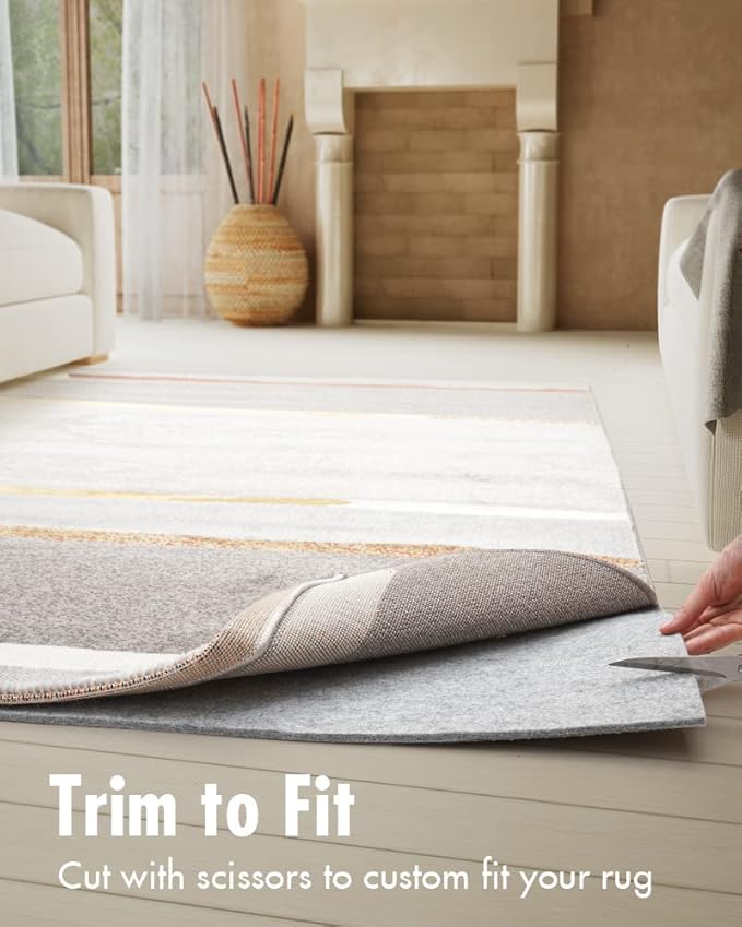 Resare Non Slip Rug Pad Gripper - 10x14 Feet 1/8" Extra Thick Felt Under Rug for Area Rugs and Hardwood Floors,Super Cushioned Non Skid Carpet Padding