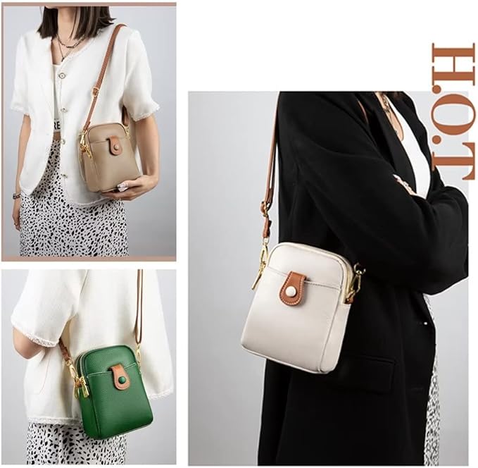 Mudono Small Crossbody Bag for Women Genuine Leather Cell Phone Purse Lightweight Shoulder Bag Vintage Daily Wallet Bag