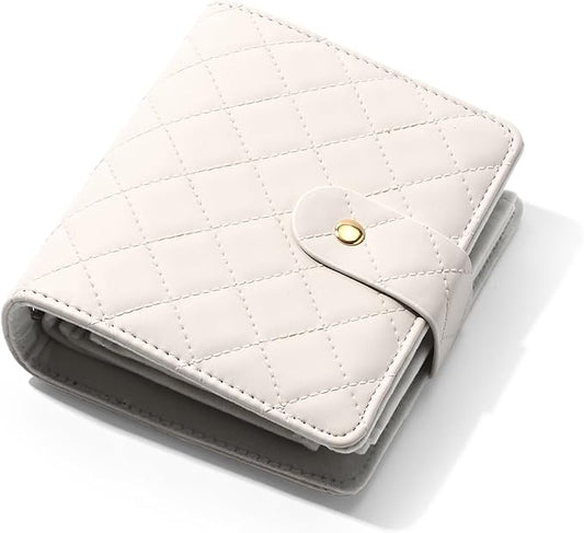 Oirlv Mini Travel Jewelry Organizer Case Portable Jewelry Book with Velvet Pouches for Jewelry Travel Essentials(White)