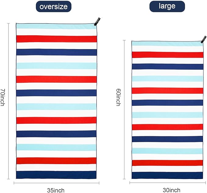 Exclusivo Mezcla Microfiber Quick Dry Beach Towel, Large Lightweight Sandfree Pool Towel for Swimming Camping Travel with Bag (Navy, 30x60 Inches)