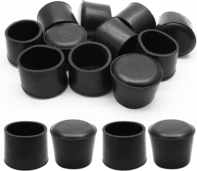 Piutouyar Round PVC Rubber Furniture Covers, 38mm / 1.5 Inches Table Chair Leg Tip Protectors, Non-Slip End Cap for Protect Surfaces, Black (16Pcs)