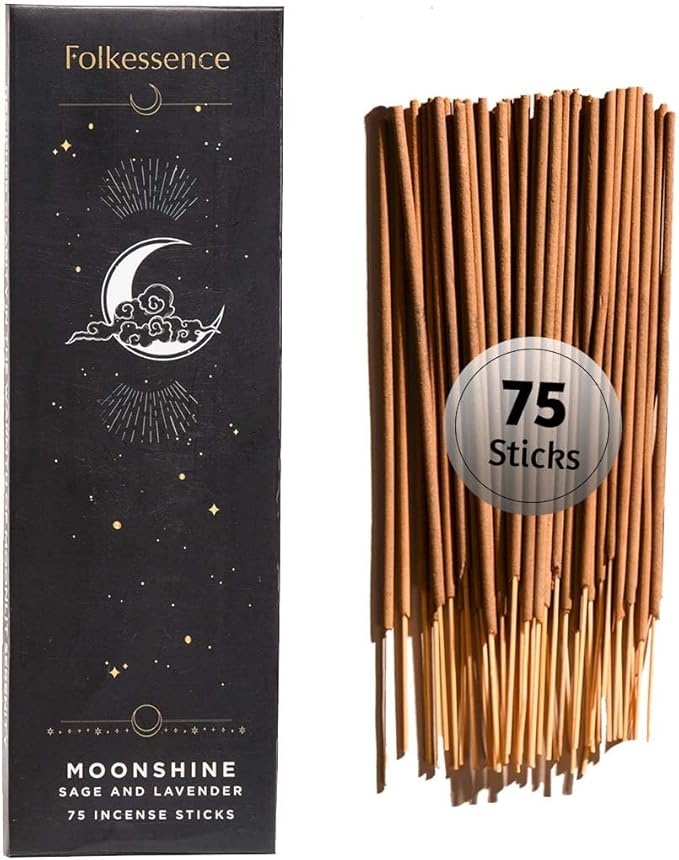 Folkulture Incense Sticks for Home | Pack of 75 (8") Insence-Sticks for Meditation with 45 Mins Burn Time | Organic Insence Aromatherapy Lavender Inscents-Stick | Non Toxic Inscent for Gifts for Her