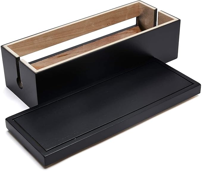 Changsuo Cable Management Box Wooden Cord Organizer Box for Extension Cords, Power Strips, Surge Protectors, and Wire Management. Concealer Organizer Cover Hider for Desktops, Home Offices, and Kitchens (Black)
