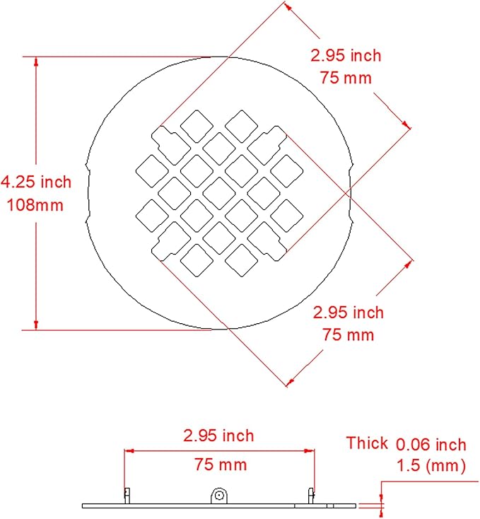4-1/4” OD Snap-in Shower Drain Cover, Round Shower Drain Strainer, Easy-to-Install Replacement Floor Drain Cover