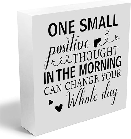 Motivational Gifts Wooden Box Sign, Positive Quotes Desk Decorations for Women Office Decor Rustic Farmhouse Home Classroom Table Women Desk Book Shelf Office Decor Wood Block Plaque