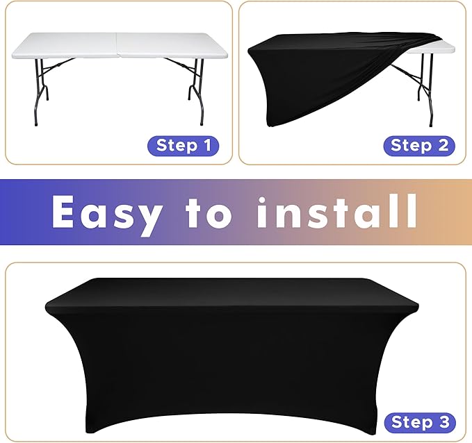Nasitos 6 Pack Spandex Table Covers 4ft-Open Back Table Cloth, Stretch Fabric Spandex Trade Show Table Covers for 4 Foot Tables Washable, Wrinkle Resistant Table Protector for Craft Show, Party