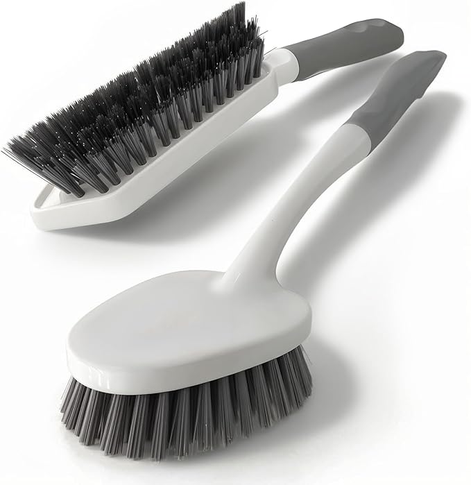 SSINBOANGI 2 Pack Heavy Duty Scrub Brush Set with Hard Bristle, Cleaning Brush Designed for Bathroom, Shower, Bathtub, Tub, Carpet, Floor, Grout, Tile