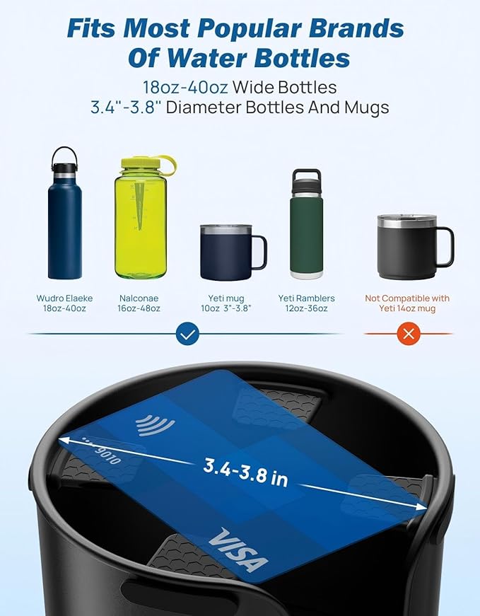 JOYTUTUS Upgraded Car Cup Holder Expander with Offset Base, Compatible YETI Ramblers, Hydro Flask, Large for Hold 18-40 oz Bottles and Mugs, Other in 3.4-3.8 inch