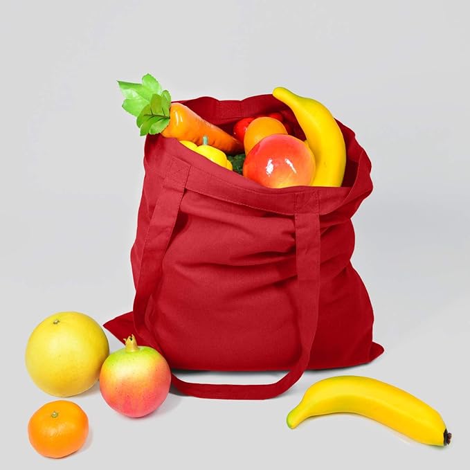 NPBAG 5 Pack 15'' X 16'' Red Cotton Tote Bags, Lightweight Blank Bulk Cloth bags with 1pc of PTFE Teflon Sheet