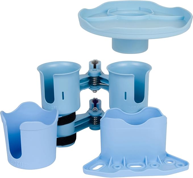 ROBOCUP, Light Blue EZ-Spring, Updated Version, Best Cup Holder for Drinks, Fishing Rod/Pole, Boat, Beach Chair, Golf Cart, Wheelchair, Walker, Drum Sticks, Microphone Stand