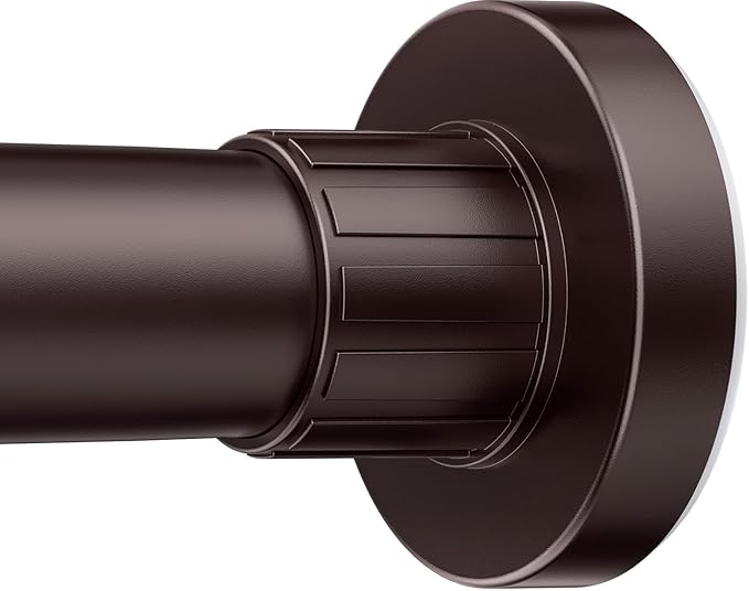 Ausemku Shower Curtain Rod 32-65 Inch Adjustable - 1 Inch Diameter Heavy Duty No Drill Spring Tension Shower Rod, Non-Slip Rustproof Telescopic Rod for Bathroom, Brown