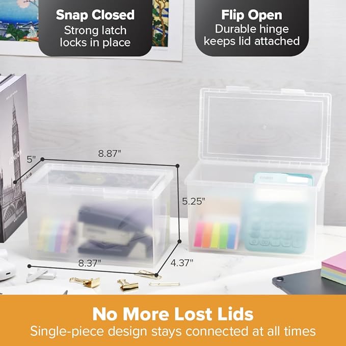 Bostitch Konnect Storage Containers with Lids, Organizer, Clear Plastic Box, Stackable Nesting Bins, Large, 2 Pack