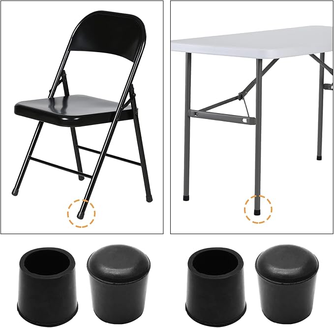 Piutouyar Round PVC Rubber Furniture Covers, 19mm / 3/4 Inches Table Chair Leg Tip Protectors, Non-Slip End Cap for Protect Surfaces, Black (32Pcs)