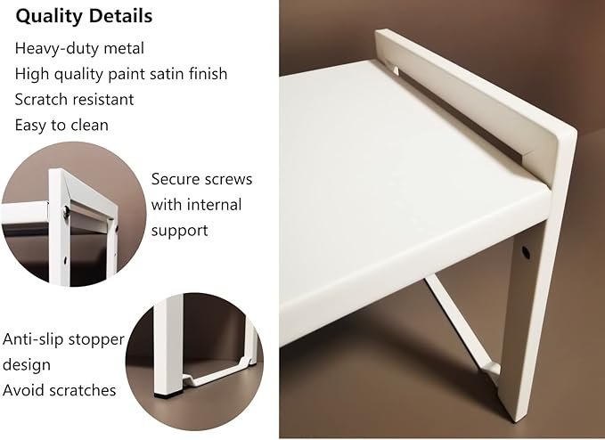 Expandable Cabinet Shelf Organizer 16-26" L Stackable Kitchen Counter Shelf Rack Stand Sink Riser Countertop Storage White (Normal 7.9"D)