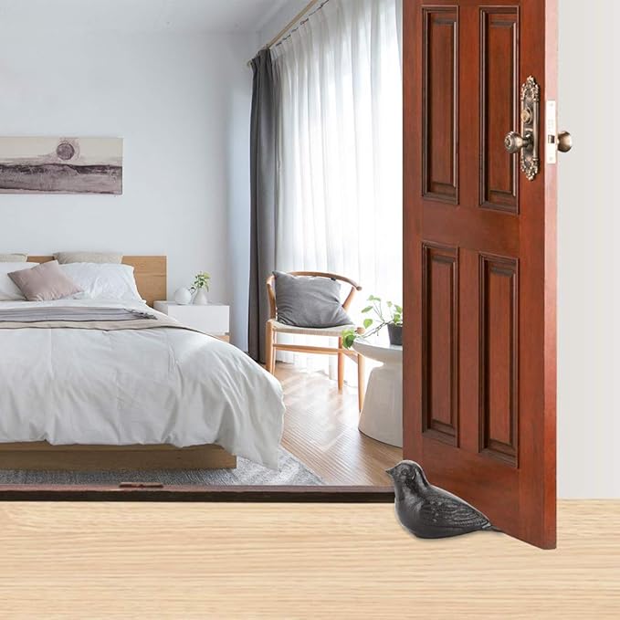 Sumnacon Cast Iron Cute Bird Door Stop - Heavy Duty Rustic Door Stopper, No Drilling Required, Vintage Iron Door Wedge for All Floor Surfaces in Home, Office, Commercial, and Industrial Settings