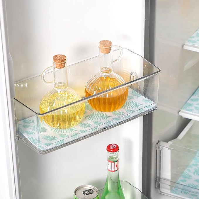 Cooyes Absorbent Refrigerator Liners, Non Slip Fridge Bin Liners and Mats Washable, Refrigerator Shelf Liner for Glass Shelves and Kitchen Cabinet Drawer, 12 Pack, 12" × 24"