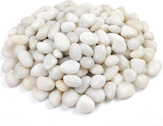 White Pebbles for Indoor Plants, Natural Polished River Rocks, Small Decorative Stones for Planters Vase Fish Tank Aquariums Landscaping Garden, 10lbs