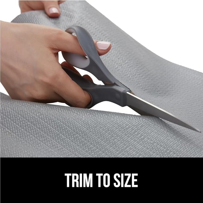 GORILLA GRIP DripGuard Shelf Liner, Non-Adhesive Drawer and Kitchen Cabinet Protector, Strong Grip Slip Resistant Underside, Smooth Surface Liners for Cabinets, Bathrooms, Closets, 12x120 Inch, Gray