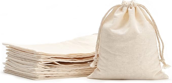 Tendwarm 20 Pack 3x3.9 Inch Mini Size Cotton Drawstring Bags Reusable Muslin Sachet Bag for Party Wedding