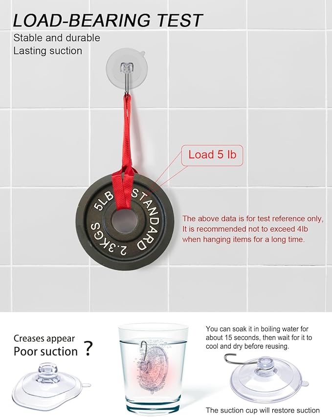 Suction Cup Hooks, Transparent PVC Removable Reusable, for Glass Windows, Mirrors, Doors, Tiles, 30 Pack
