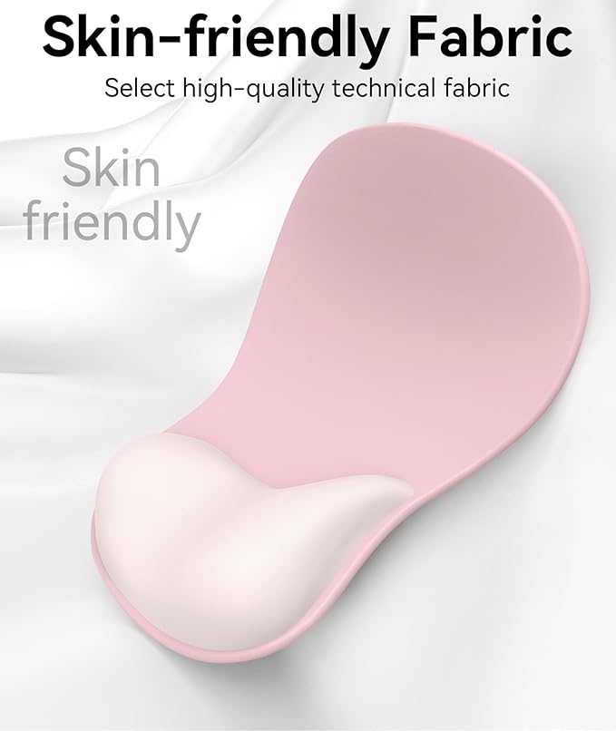eulps Mouse Pad with Gel Wrist Rest, Ergonomic Comfortable Computer Wrist Support for Laptop, Pain Relief Mousepad with Non-Slip PU Base for Office & Home (Pink)