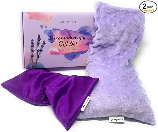 Microwavable Heat Pad & Eye Pillow - Gift Set - Lavender Scented Eye Pillow & Microwave Heating Pad Great Gifts for Women, Mom to Be Gift- Aromatherapy Sleeping Eye Mask for Yoga Headache Pain Relief