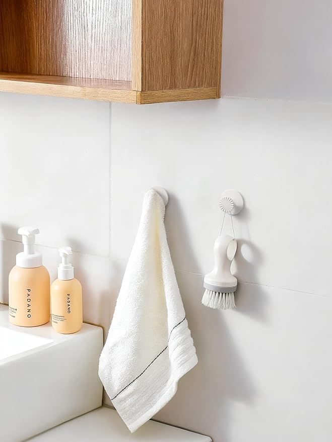 JIASENBAO 2 Pack Adhesive Coat Hooks for Bathrooms White Wall Robe Towel Hooks for Hanging Kitchen Decorative Heavy Duty Zinc Alloy