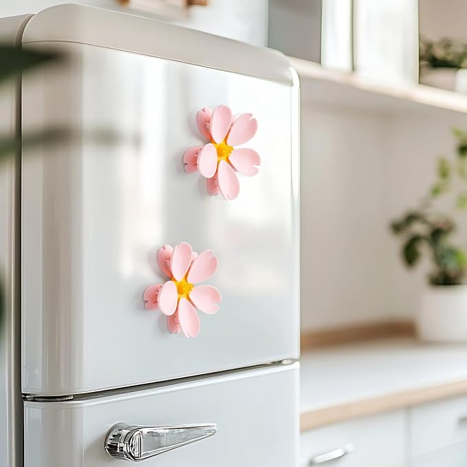 Cherry Blossom Fridge Magnetic chip Clips, Pink Flower Food Sealing Clip, Cute Bag Clips for Snack, Food Sealing Kitchen Accessories for Airtight Seal and Food Storage Gift