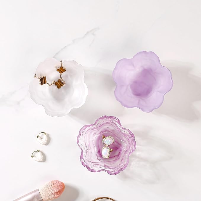 Flower Jewelry Dish Ring Holder Jewelry Tray Cute Vanity Organizer Room Decor Aesthetic Nightstand Bathroom Bedroom Decor Trinket Dish Small Valentine's Friendship Christmas Birthday Gifts for Women