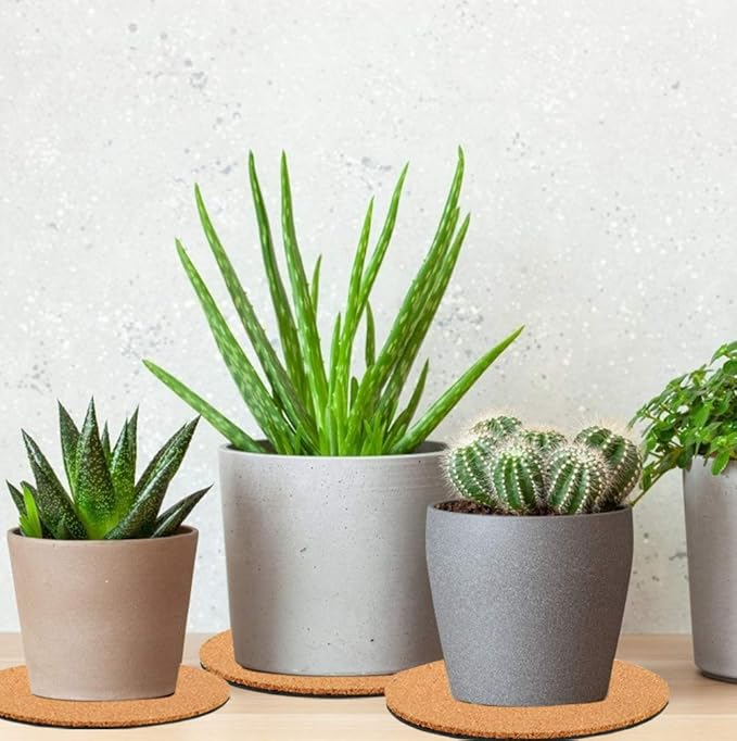 Venyat 10 Pieces 3 Sizes Cork Plant Coasters, 4/6/8 Inch Cork Plant Mats, Cork Coaster for Planters, Plant Coasters for House Plants Indoors (Nude & Black)