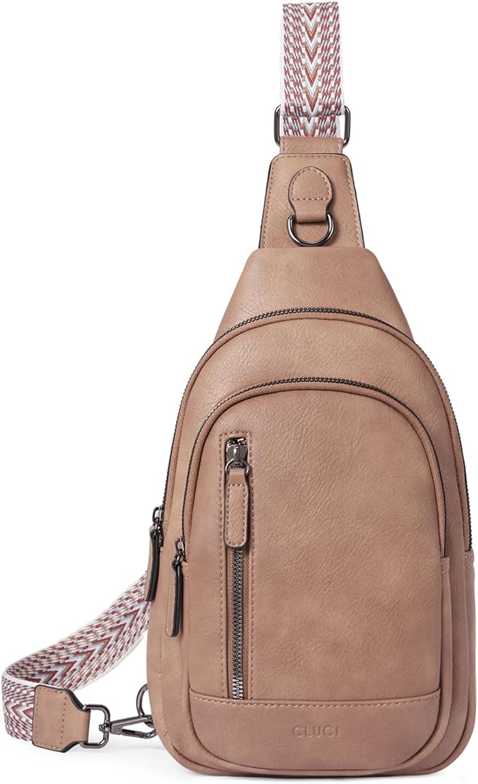 CLUCI Crossbody Bags for Women Men, Leather Sling Bag Cross Body Backpack for Woman Gifts for Women Birthday Unique