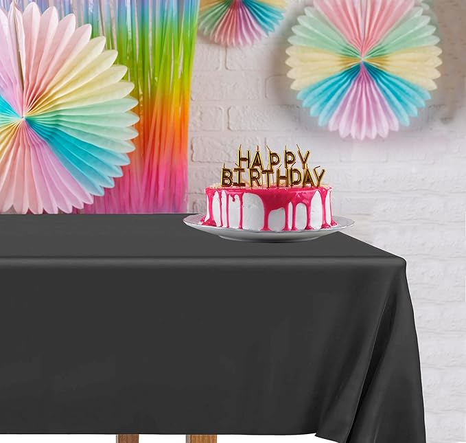 DecorRack 2 Rectangular Tablecloths BPA-Free Plastic, 54 x 108 inch, Dining Table Cloth, Rectangle Table Cover for Parties, Picnic, Camping and Outdoor, Disposable or Reusable, Black (2 Pack)