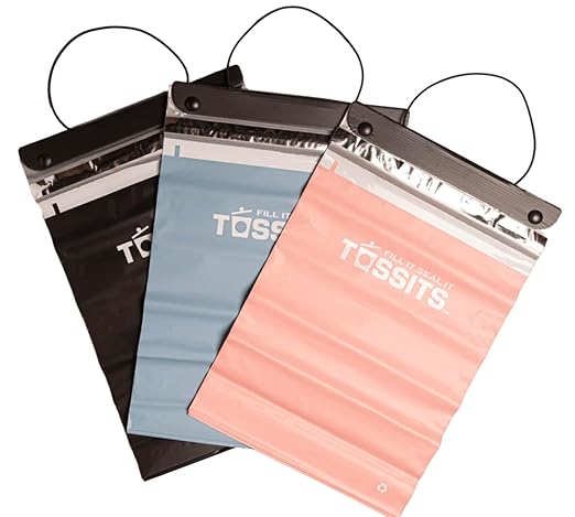 Tossits Recycled Disposable Car Trash Bags – Leakproof, Smell Proof Hanging Garbage Bags for Car, Truck, SUV, RV & Vehicle – Black, 7 Count Disposable Automotive Trash Bags
