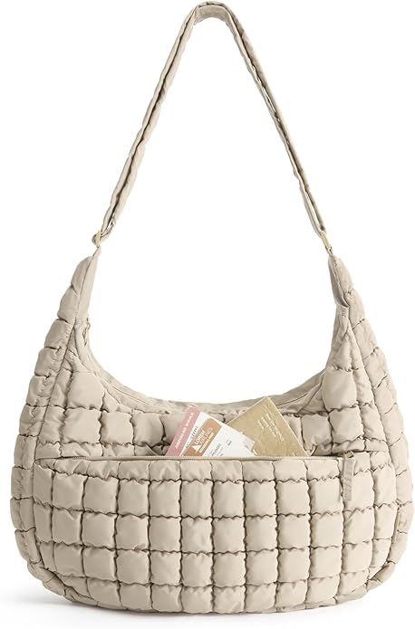 BAGSMART Quilted Crossbody Bag for Women, Lightweight Puffer Purse for Travel, Daily Use & Work | Water-resistant, Puffy Shoulder Bag, w/ Adjustable Strap, Light & Comfortable, Hands-free Bags, Travel Essentials