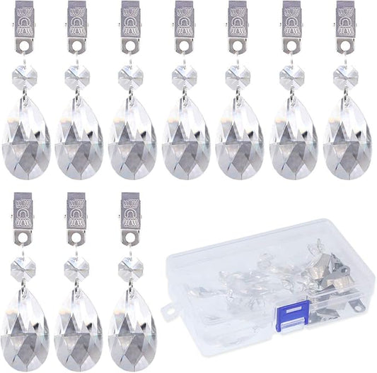 Swpeet Crystal Tablecloth Weights (10 Pcs) with Metal Clip Kit, Square Glass, Windproof, for Outdoor Picnic, Tablecloth Weights Heavy, All-Season, Modern Style