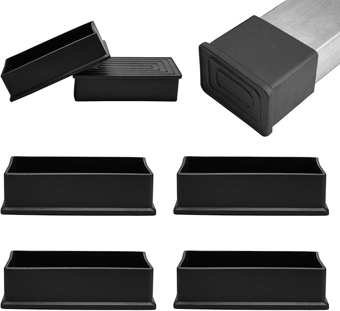 EASYEAH 2" x 4" (50x100mm) Rectangle Chair Leg Floor Protectors, Black Rubber Chair Leg Caps, Non-Slip Patio Furniture Feet Cap, PVC Chair Feet Covers for Hardwood Floors & Tables, 4pcs