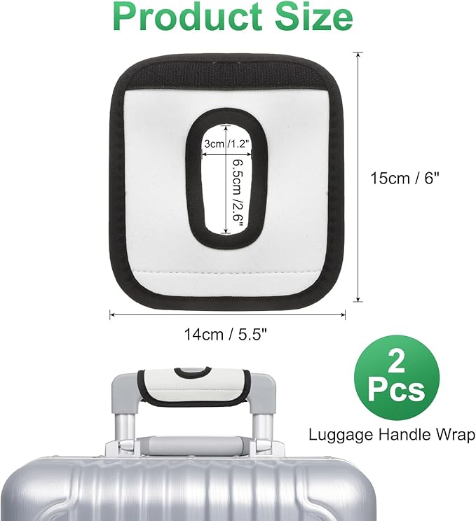 uxcell Luggage Handle Wrap, 2 Pcs Hollow Neoprene Handbag Grip Cover Protector Luggage Identifiers Suitcase Handle Wraps for Luggage Suitcase Travel Bags, White/Black