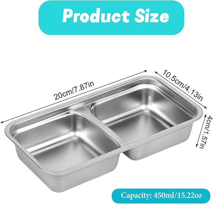 6 Pack Stainless Steel Snack Containers Reusable with Lid, Grab and Go 2 Compartment Snack Food Storage Containers for School Travel and Outdoor Camping Dishwasher Safe