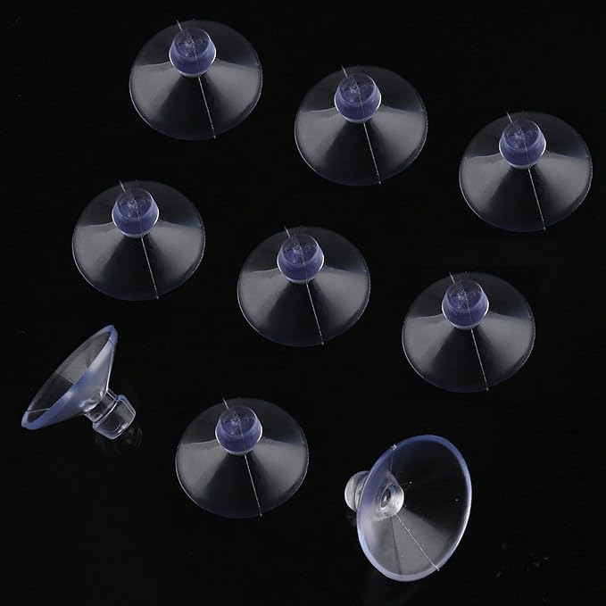 10 Pack Glass Tableholders - 18mm Rubber Suction Cups, Anti-Collision Transparent Holders, Desk Suction Pads for Furniture
