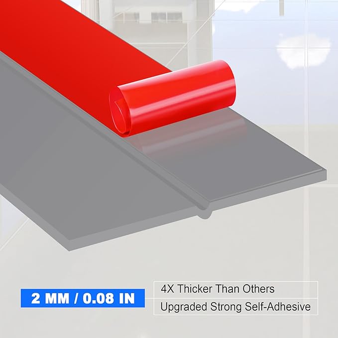 ToLanbbt Weather Stripping Silicone Door Seal Strip 1 in x 20 ft Door Draft Stopper Self Adhesive Door Draft Tape, Side & Bottom Gaps Insulation Strip for Glass Shower Door Sliding Door Window, Gray