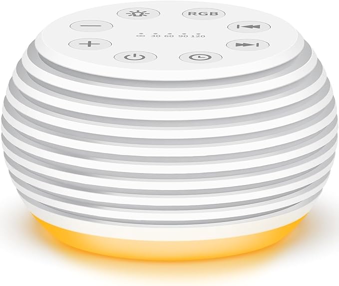 SleeZOO Portable Sound Machine White Noise Machine Sleep Machine with 30 Soothing Sounds 32 Volume Levels 5 Timers 12 Lights Memory Function Rechargeable for Baby Kids Adults and Home Office Travel
