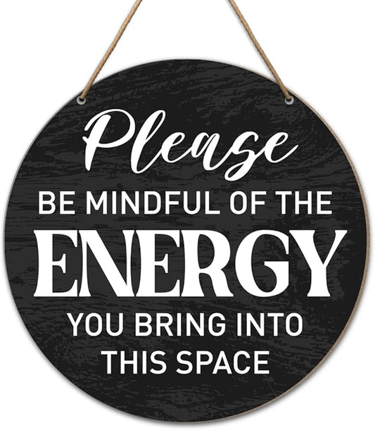 Positive Energy Wall Decor, Black And White Positive Energy Zen Wood Hanging Sign Decor, Positive Energy Decorations for Home Office Classroom Zen Den Room, Housewarming Gifts for New House Home