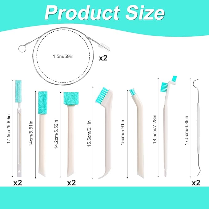 Ice Maker Cleaners Set, 10pcs Ice Machine Cleaning Brushes and 2pcs Double Ended Crochet Hook Household Cleaning Brush Detail Cleaner Brush for Gaps Corner Small Space