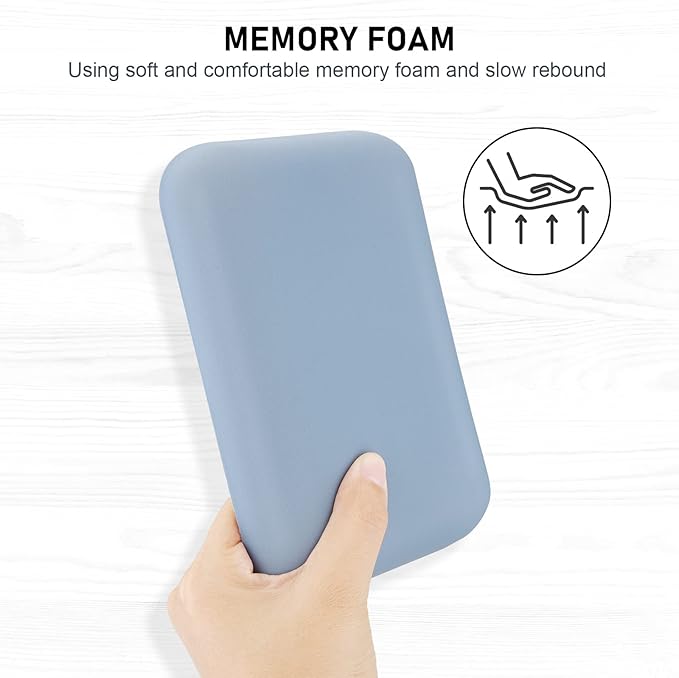 Leolee Elbow Rest Pads for Desk, Upgraded Gel Memory Foam Ergonomic Wrist Rest Pad Arm Rest Pads with Non-Slip Base, Cushion Support Relieve Elbow and Wrist Pain for Computer, Office, 2 Packs, Blue